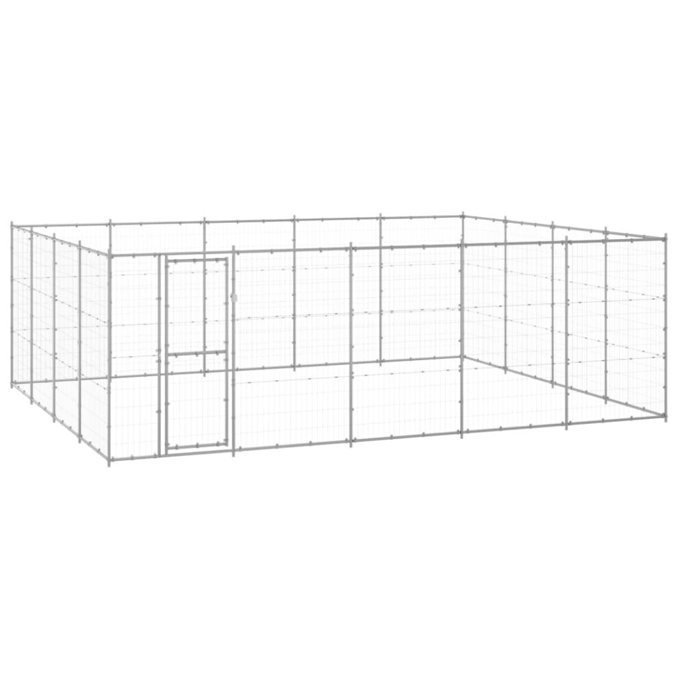 vidaXL Outdoor Dog Kennel Galvanised Steel 24.2 m? Patio Puppy Dog House Cage