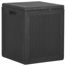 vidaXL Garden Storage Box 90L Black PP Rattan Outdoor Patio Chest Case Box