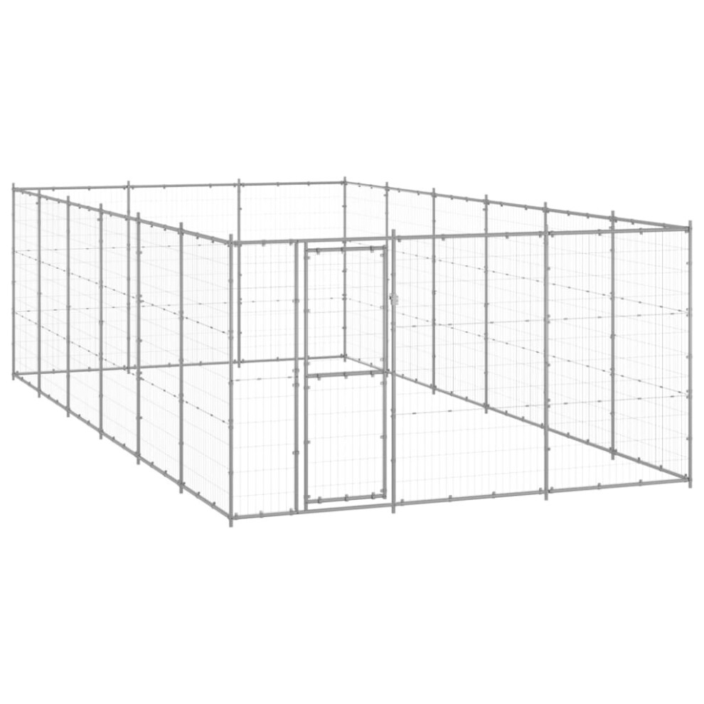 vidaXL Outdoor Dog Kennel Galvanised Steel 21.78 m? Patio Puppy Dog House Cage