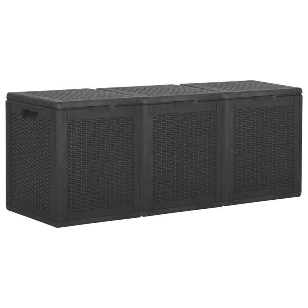 vidaXL Garden Storage Box 270L Black PP Outdoor Storage Chest Case Tool Box