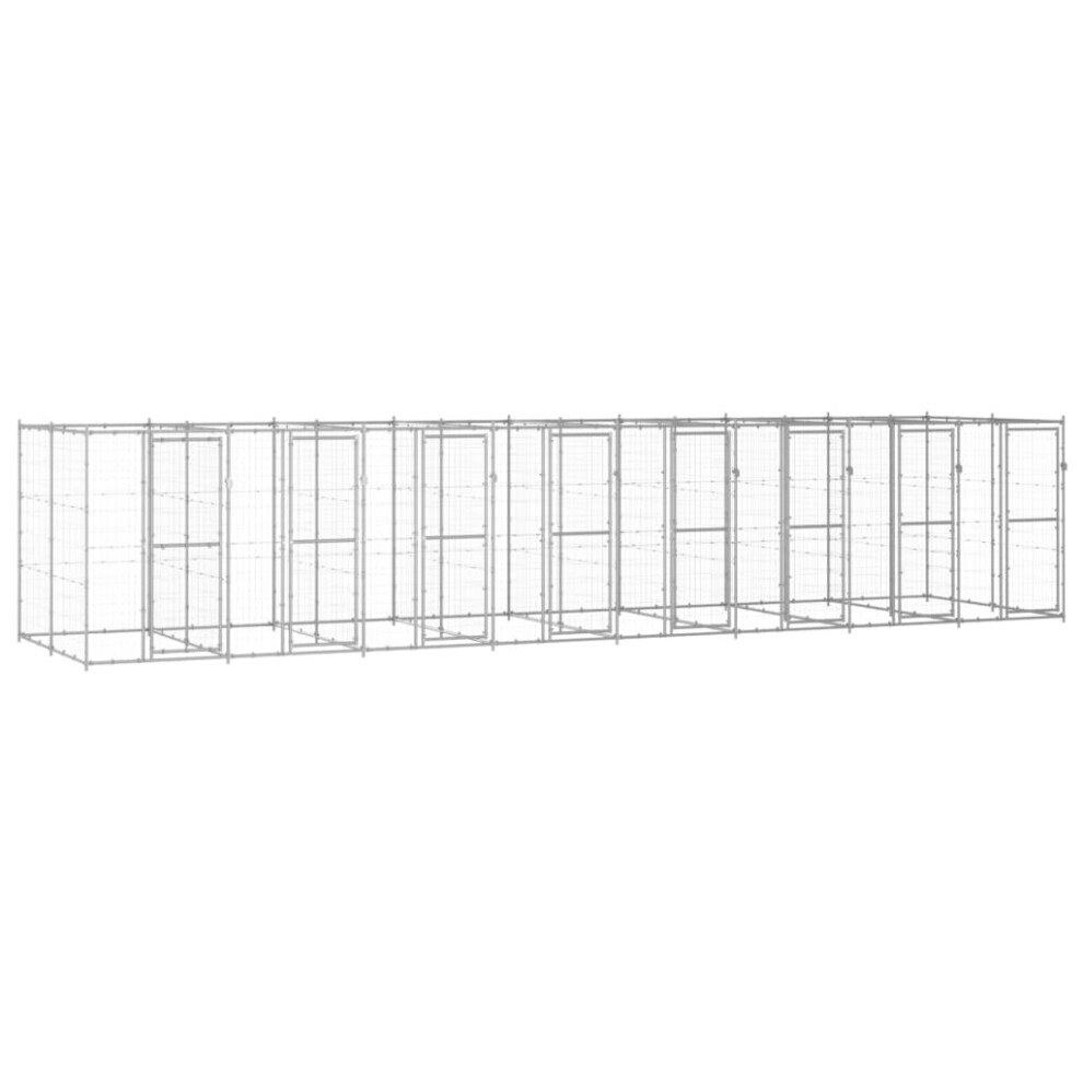 vidaXL Outdoor Dog Kennel Galvanised Steel 19.36 m? Puppy Enclosure Dog Cage