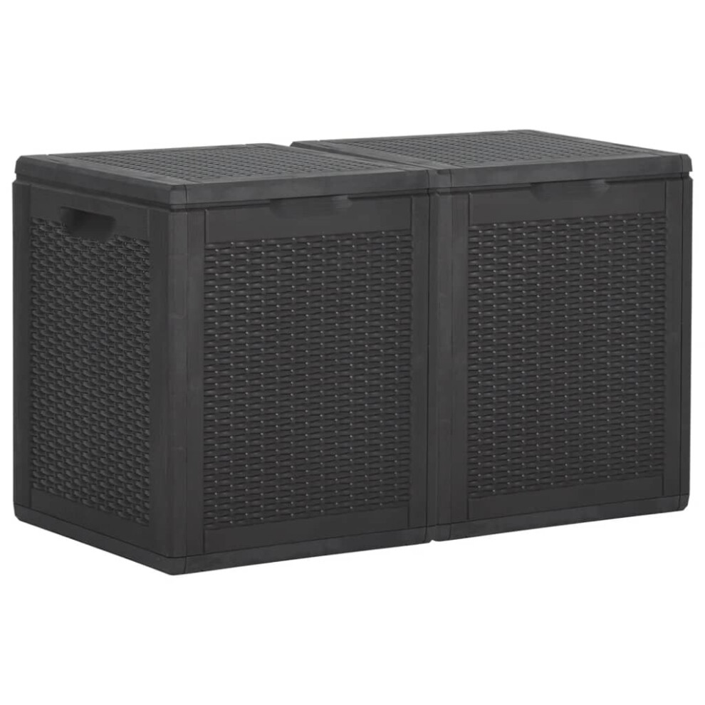 vidaXL Garden Storage Box 180L Black PP Outdoor Storage Chest Case Tool Box