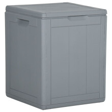 vidaXL Garden Storage Box 90L Grey PP Rattan Outdoor Terrace Tool Box Case
