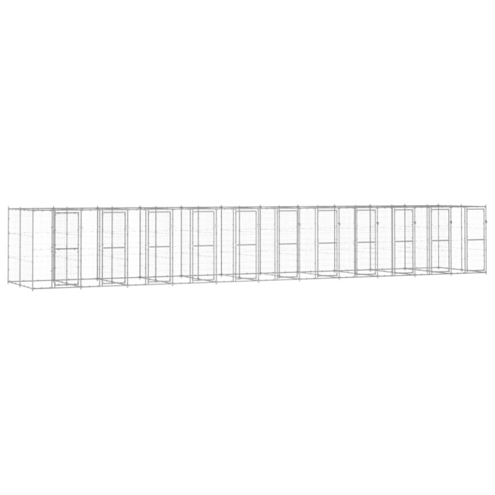 Vidaxl Outdoor Dog Kennel Galvanised Steel 26.62 M? Puppy Enclosure Dog Cage