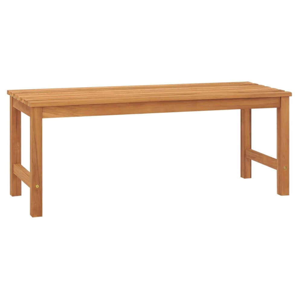 vidaXL Solid Teak Wood Garden Bench 114 cm Outdoor Patio Wooden Seating Bench