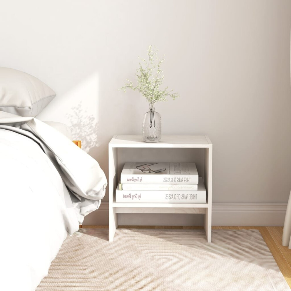Vidaxl 2X Solid Pinewood Bedside Cabinets White Wooden Nightstand Bed Cabinet