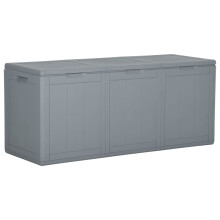 vidaXL Garden Storage Box 270L Grey PP Rattan Outdoor Chest Case Tool Box