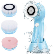 Rechargeable Facial Cleansing Brush, 3 in 1 Face Cleansing Brush Electric, IPX7 Waterproof Face Cleanser Brush, Spin Facial Exfoliating Brushes, Deep