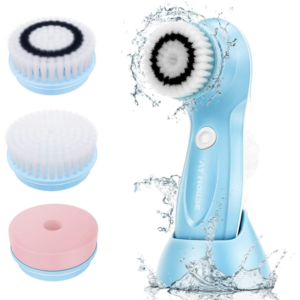 Rechargeable Facial Cleansing Brush, 3 in 1 Face Cleansing Brush Electric, IPX7 Waterproof Face Cleanser Brush, Spin Facial Exfoliating Brushes, Deep