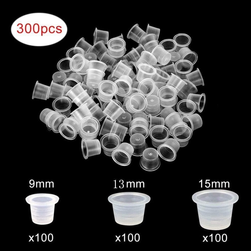 Atomus 300Pcs Tattoo Ink Cups Mixed Small Medium Large Size Disposable Ink Cups Tattoo Pigment Caps Holder Container Tattoo Supplies