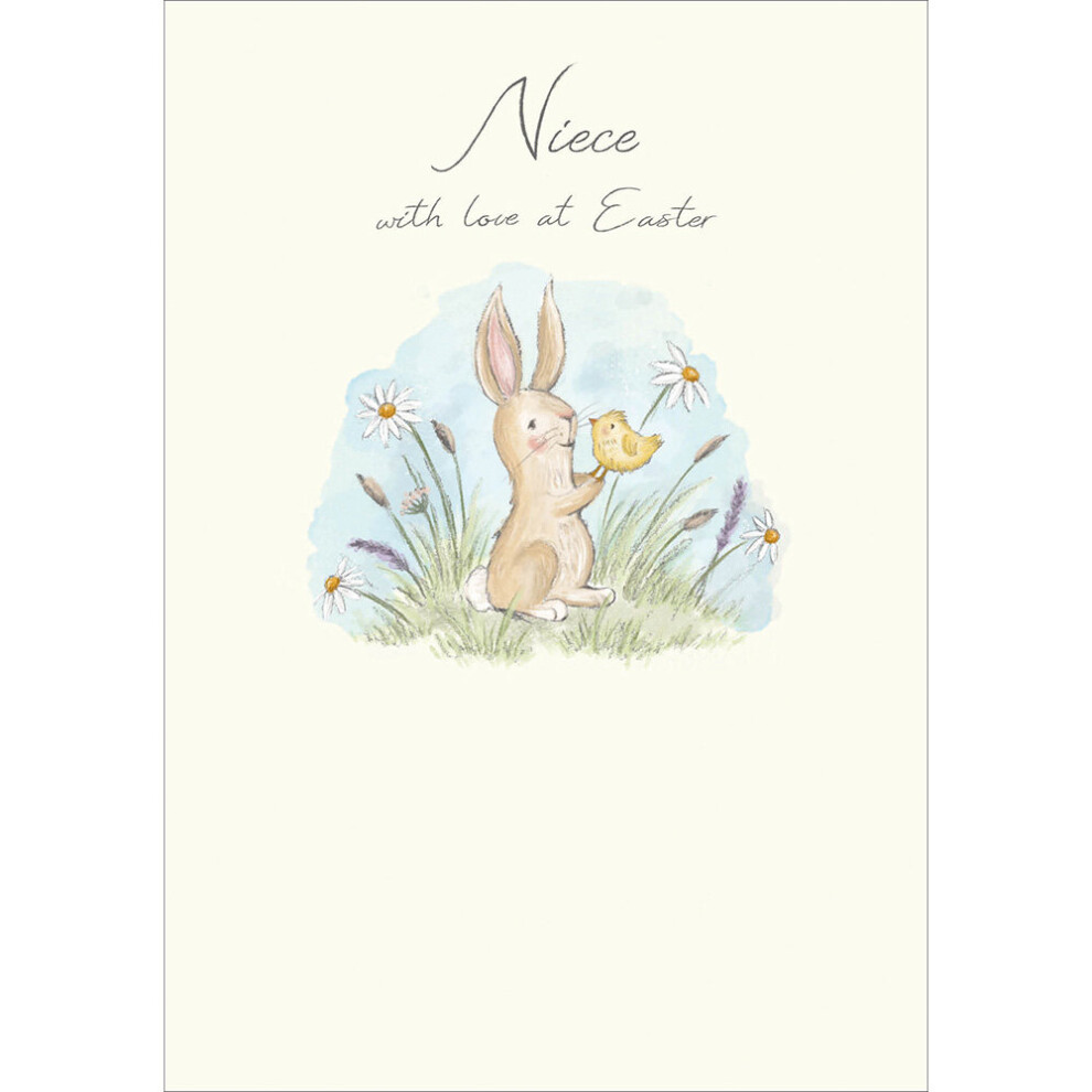 Woodmansterne Niece Bunny & Chick With Love At Easter Greeting Card Cute Greetings Card