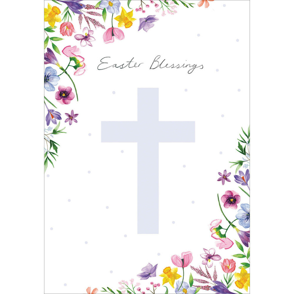 Easter Blessings Floral Crucifix Easter Greeting Card Cute Greetings Cards