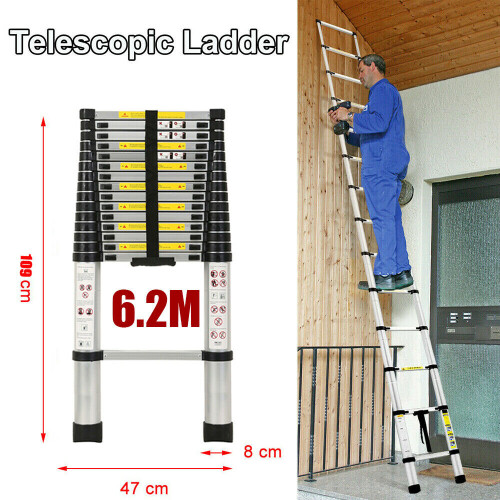 6.2M Portable Heavy Duty Aluminium Telescopic Steps Ladder Extendable 1