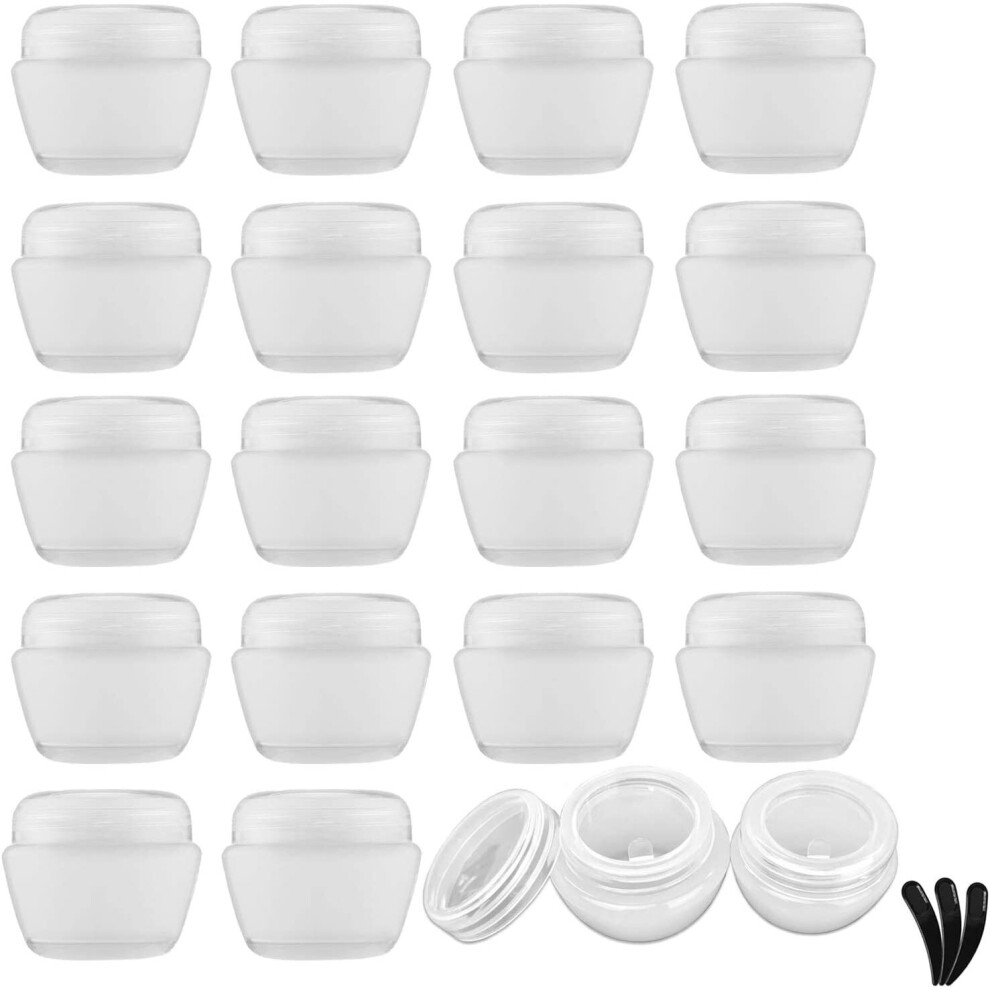 Alledomain 20 Pieces 10Ml / 10G Empty Clear Cosmetic Pots With 3 Mini Spatula, Plastic Refillable Travel Sample Container Jars With Lids And Inner