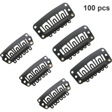 100 Pieces Wig Clips U-shape Metal Clips Stainless Steel Snap Clips 6 Teeth Combs Clips with Soft Rubber for Hair Extensions DIY, 3.2 cm, 2.8 cm