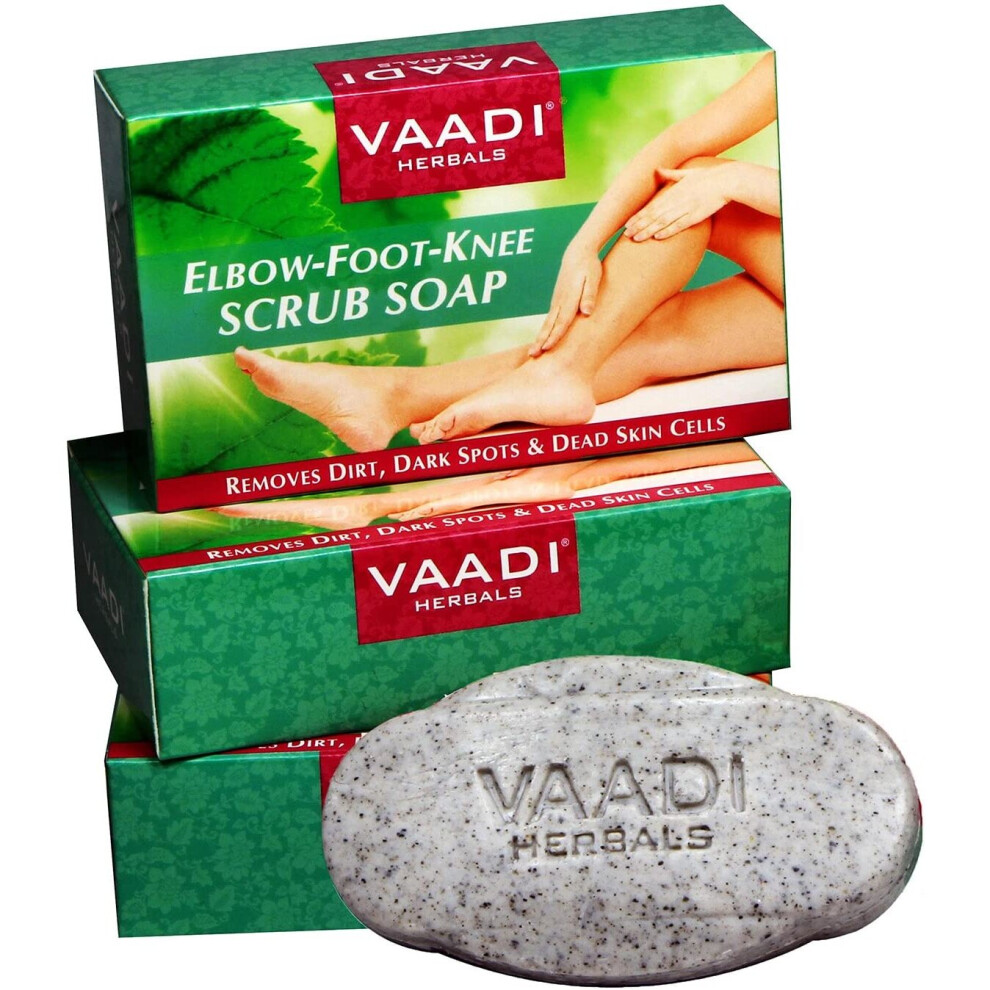 Vaadi Herbals Value Pack of 3 Elbow-Foot-Knee Scrub Soap Bar with Almond & Walnut Scrub (75 gms x 3)