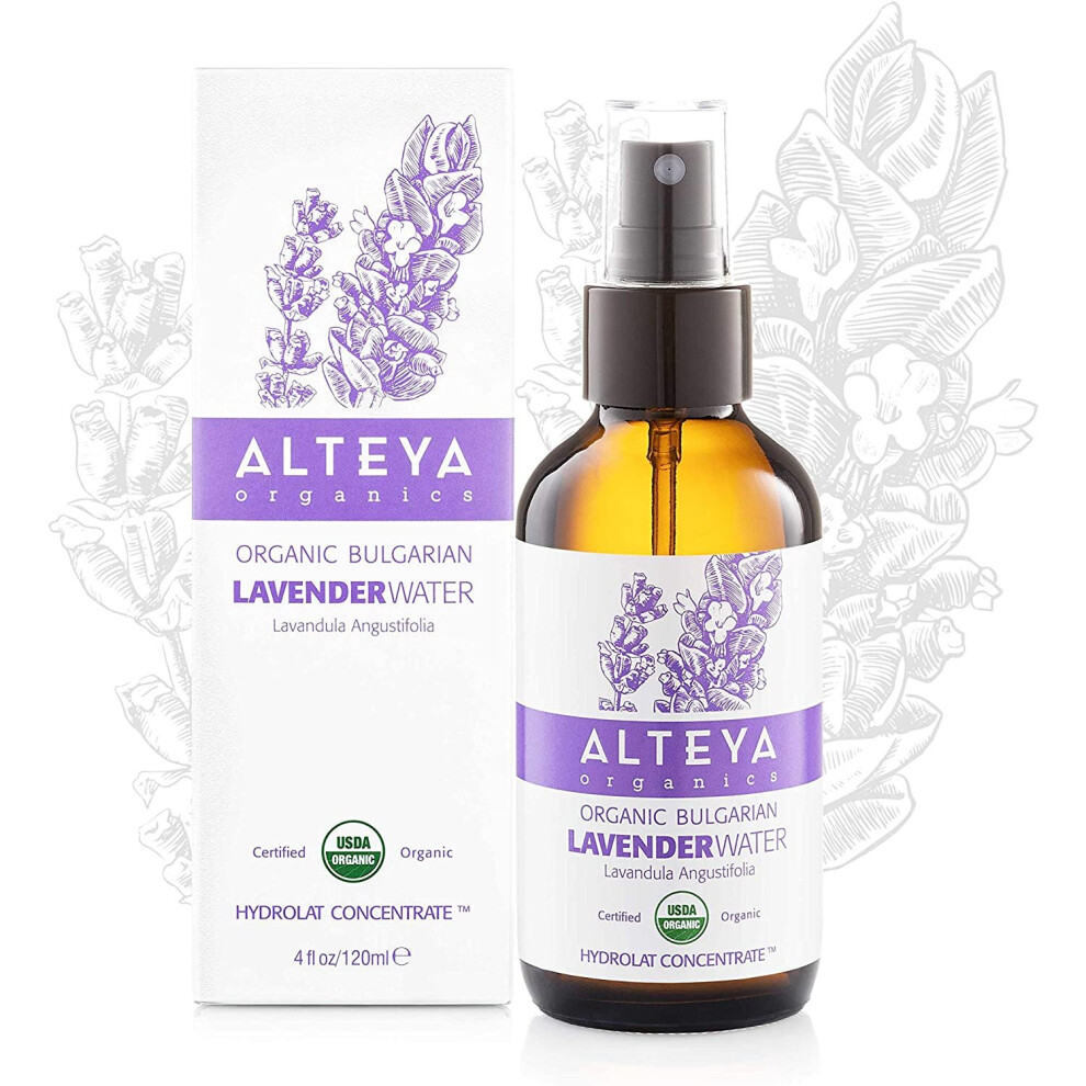 Alteya Lavender Organic Water Spray 120Ml - 100% Usda Certified Organic Authentic Pure Natural Flower Water Steam-Distilled And Sold Directly By The