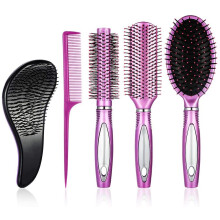 DaricowathX Hair Brush Set Detangling Brush Paddle Brush Round Hair Brush Tail Comb Wet Dry Brush for Women Men Hair Styling,Pack of 5