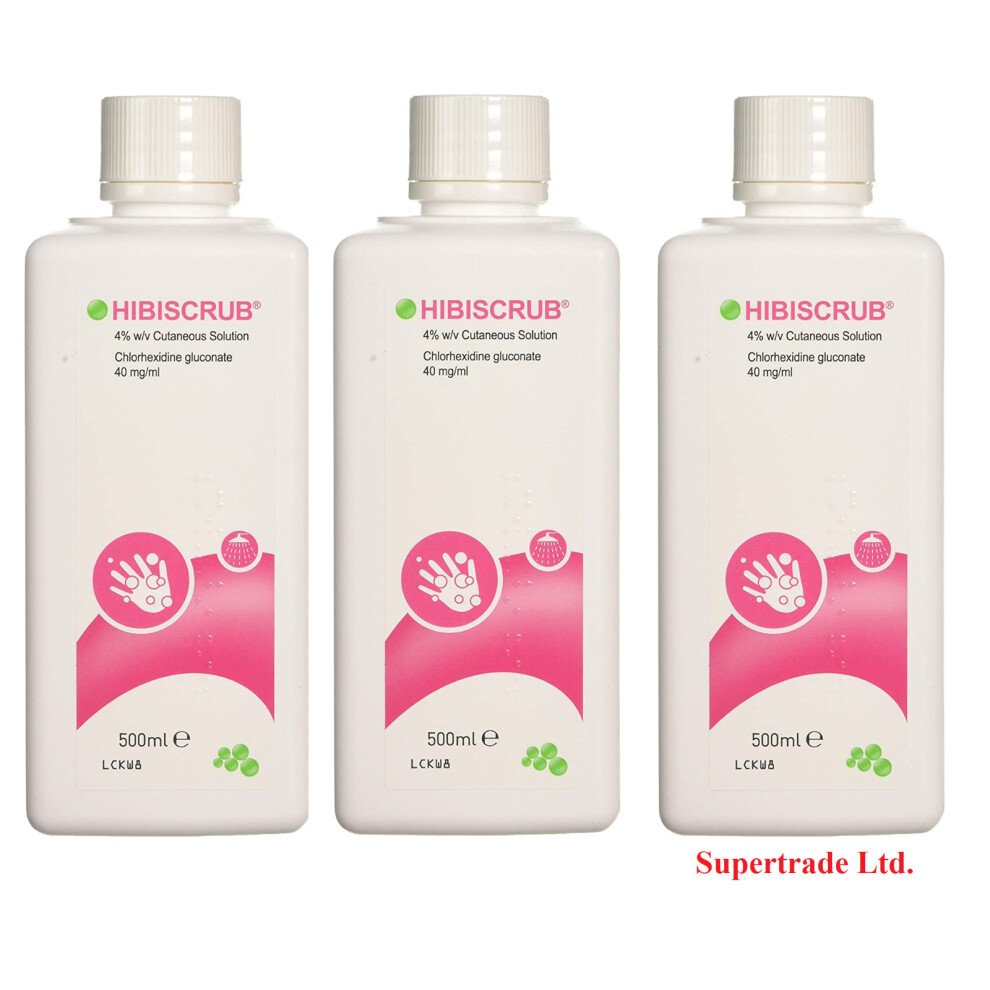 Hibiscrub Skin Wash - Antimicrobal Skin Cleanser - 500ml X 3