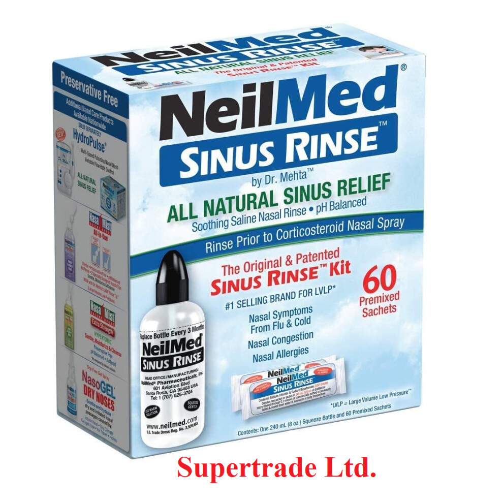 NeilMed Sinus Rinse Relief Kit With 60 Sachets & 240ml Squeeze Bottle