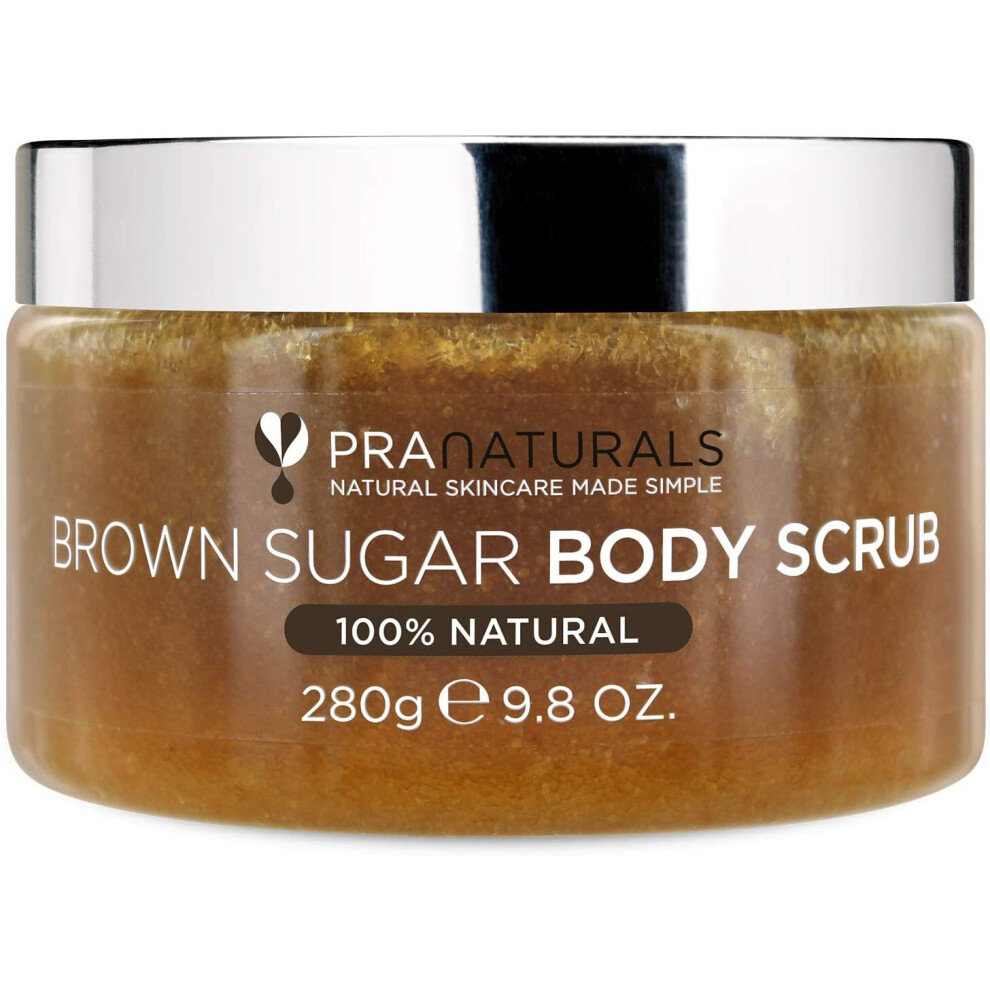 PraNaturals Brown Sugar Body Scrub - Natural Exfoliating Body Scrub - Gently Removes Dead, Dry Skin Cells - 280g