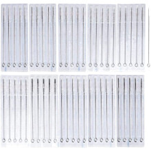 nuoshen 50PCS Mixed Tattoo Needles Set,Stainless Steel Piercing Needles 3R 5RL 7RL 9RL 5RS 7RS 9RS 5M1 7M1 9M1 Professional Permanent Tattoo Tool Kit