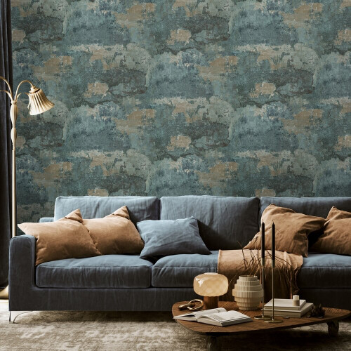 Holden Decor Concrete Texture Teal Wallpaper 13161 2