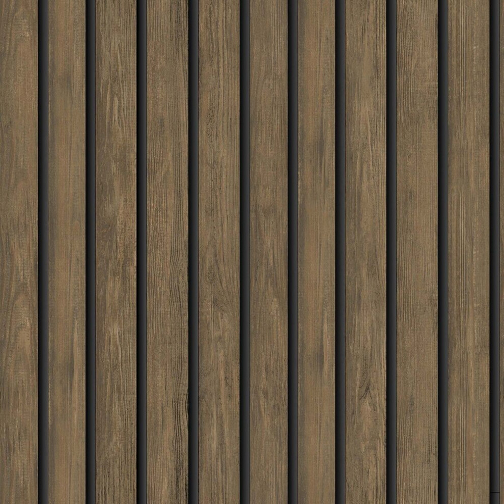 Holden Decor Wood Slat Dark Oak Wallpaper 13130