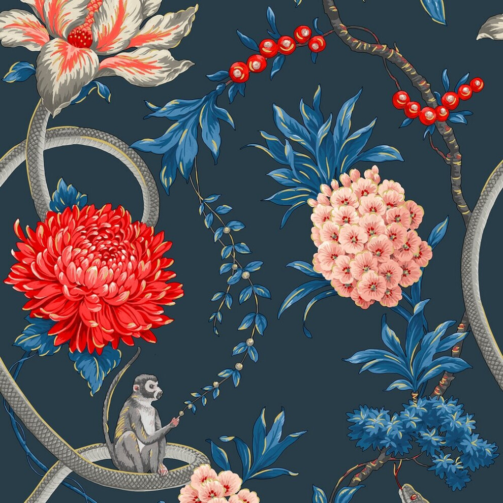 Belgravia Decor Forbidden Fruit Blue Wallpaper 39003 5018323390031
