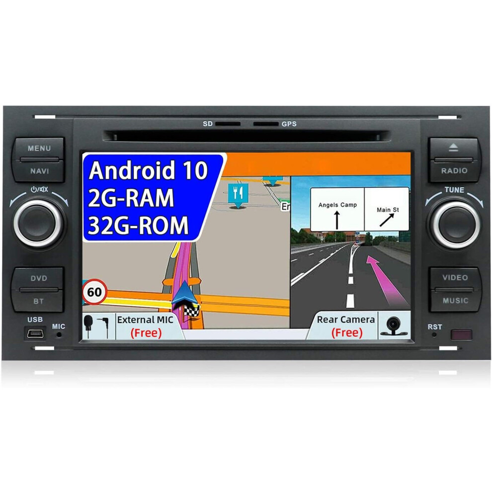 Joyx Android 10 Car Stereo Head Unit For Ford C-Max/Connect/Fiesta/Focus/Fusion/Galaxy/Kuga S-Max/Transit/Mondeo Schwarz | Free Camera Canbus External 710824047906