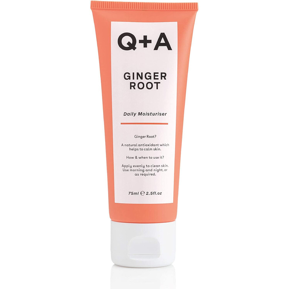 Q+A Ginger Root Daily Moisturiser. A calming face moisturiser packed with antioxidants. 75ml/2.5fl.oz
