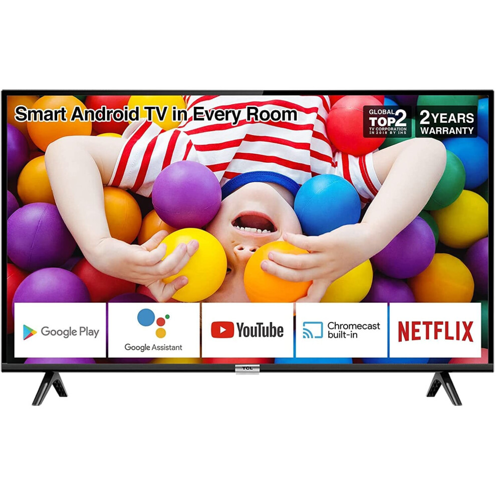 TCL 32P500K 32-Inch LED Smart Android TV HD, HDR, Micro Dimming, Netflix, YouTube, DVB Compatible, Dolby Audio, Bluetooth, Wi-Fi, USB 2 x HDMI, Narrow