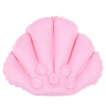 (pink) Home Spa Inflatable Bath Pillow Cups Shell Shaped Neck Bathtub Cushion