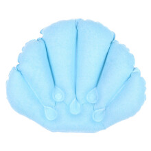 (blue) Home Spa Inflatable Bath Pillow Cups Shell Shaped Neck Bathtub Cushion