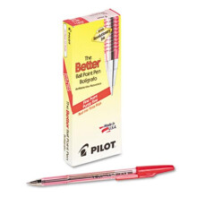 PILOT The Better Ballpoint Pen, Fint Spets, Röd Bläck, 12-Pack (37011)