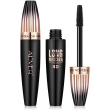 Waterproof Mascara Black, 4D Silk Fiber Eyelash Mascara, Extra Long Lash Mascara and Thick, Long Lasting, Waterproof & Smudge-Proof