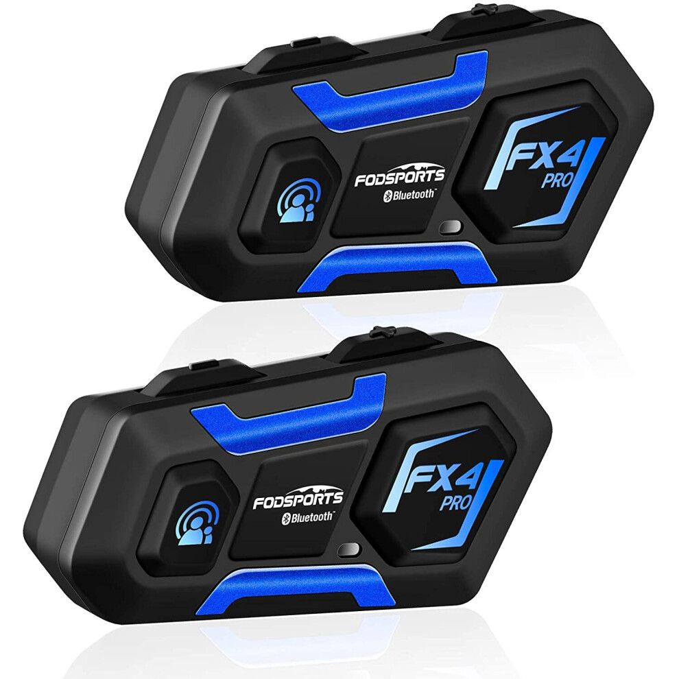 Fodsports FX4 Pro Motorbike Bluetooth Intercom Communication System with Louder Volume, Noise Cancellation, Motorcycle Bluetooth Headset with FM