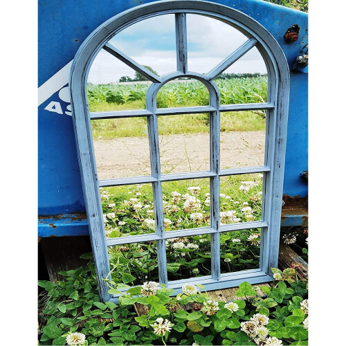 Window Style Wall Mirror Simply Stylish Decor 69x 34cm Grey Rustic 2