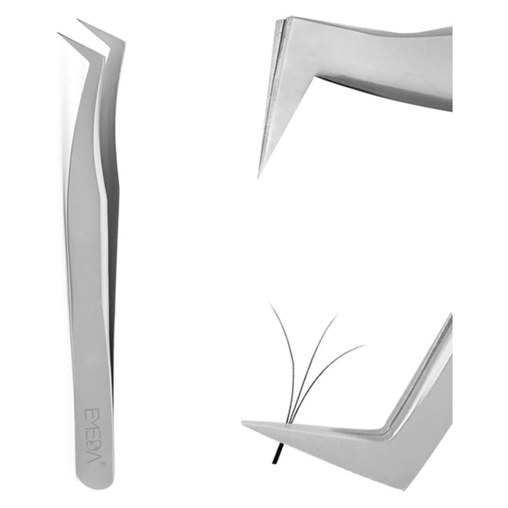 Emeda Eyelash Extension Tweezers For Volume Lashes Professional Precision Stainless Steel Vetus Mega Curved Angled Tips Tweezer Tools For Individual Eye