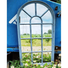 Window Style Wall Mirror Simply Stylish Decor 69x 34cm Grey Rustic