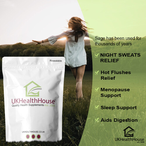 Sage Leaf Extract 500mg 60 Tablet Menopause Hot Flushes Sweats Support 2