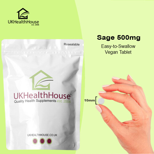 Sage Leaf Extract 500mg x 120 Tablets - Menopause, Hot Flushes, Sweats 2