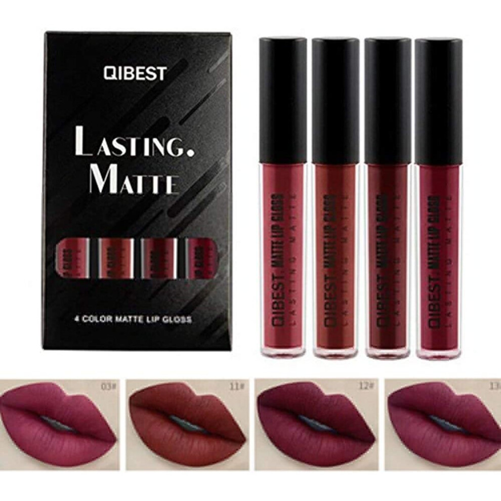 Matte Liquid Lipstick Set 4 Colors Mist Waterproof Long Lasting Lipsticks Non-Stick Cup Lip Gloss