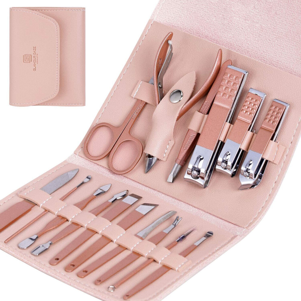 Photos - Nail Care Kit Manicure Set Glamour Gaze Manicure Pedicure Kit Nail Clippers 16 in 1 Professional Stainless Steel Cuticle trimmer Grooming