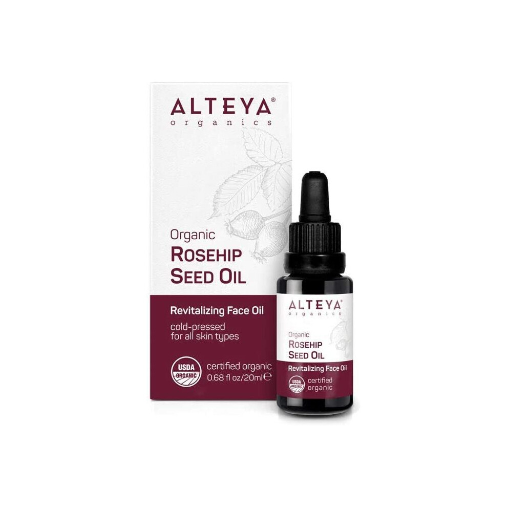 Alteya Organic Rosehip Oil 20Ml - 100% Usda Certified Organic Pure Natural Cold Pressed Rosehip Seed Carrier Oil - Moisturising, Nourishing, Premium