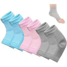 Kuou 3 Pairs Gel-Infused Moisturizing Heel Socks for Dry Cracked Skin - Essential Oils & Vitamins, Day & Night Foot Care, Breathable Open-Toe