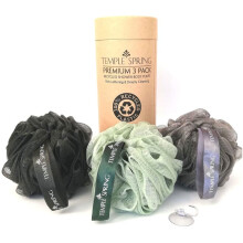 Temple Spring, Eco Recycled Shower Pouf, Bath Loofah, Body Brush, Mesh Sponge, Exfoliating Bath Scrunchie, Multi Pack Bathroom Puff, Toiletries, Foam
