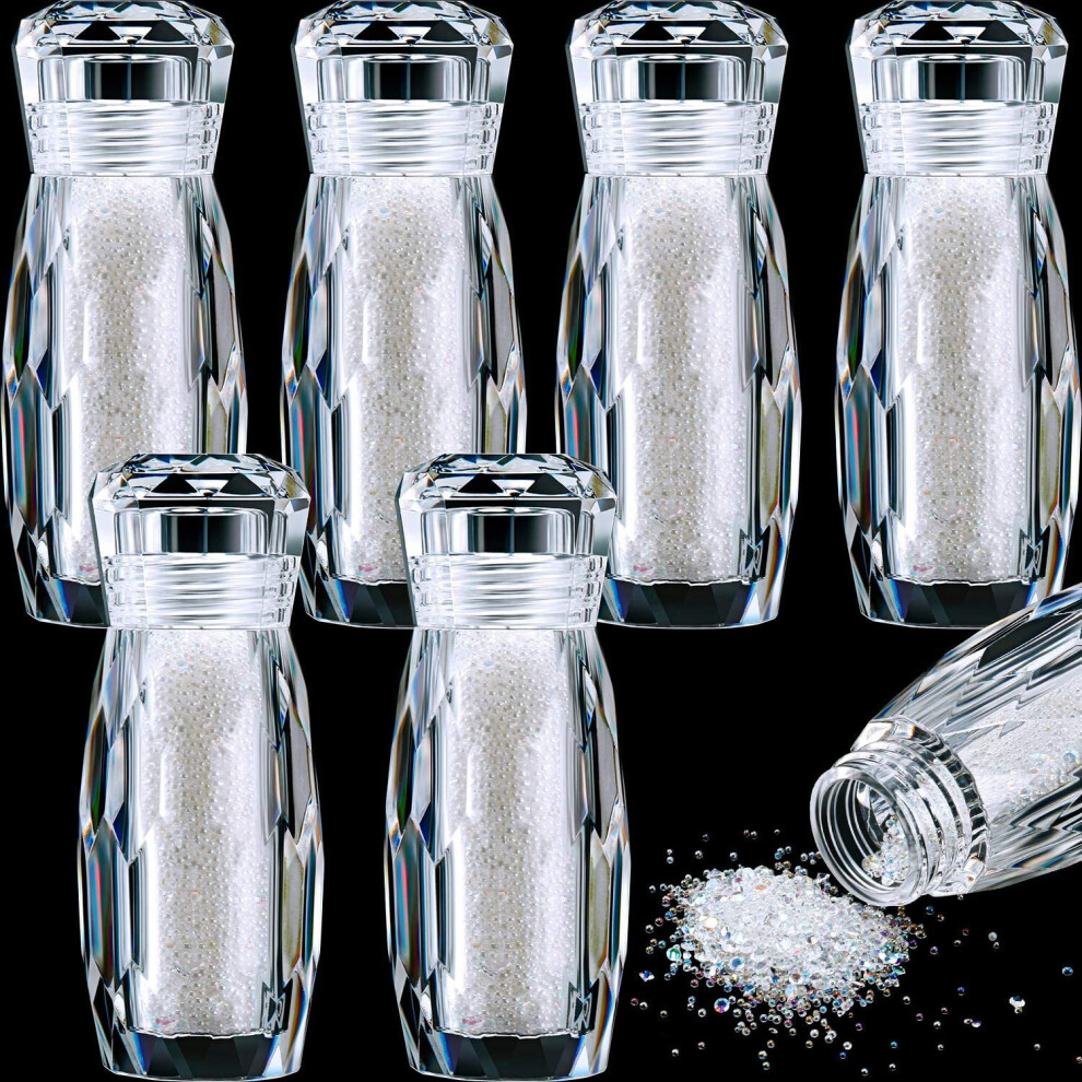 Blulu 6 Bottles Micro Caviar Beads Micro Pixie Beads Micro Nail Beads Gravel Nail Diamonds Stone Crystal Rhinestones Nail Decorations For Diy 3D Nail Art