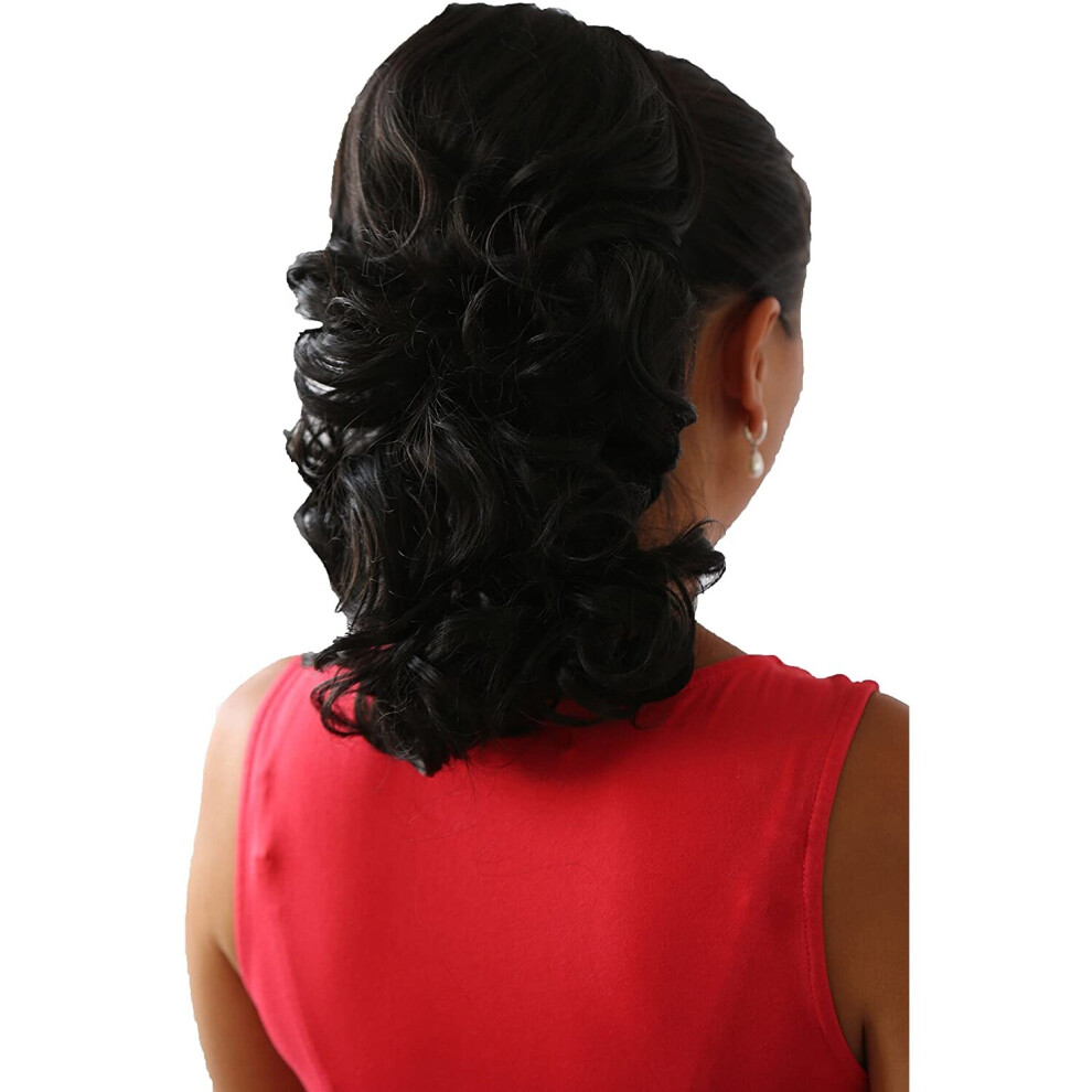 Caisha Unisex Black,Brown 12"""" Hair Piece Braid Ponytail Extension Voluminous Wavy Black Brown Ph201