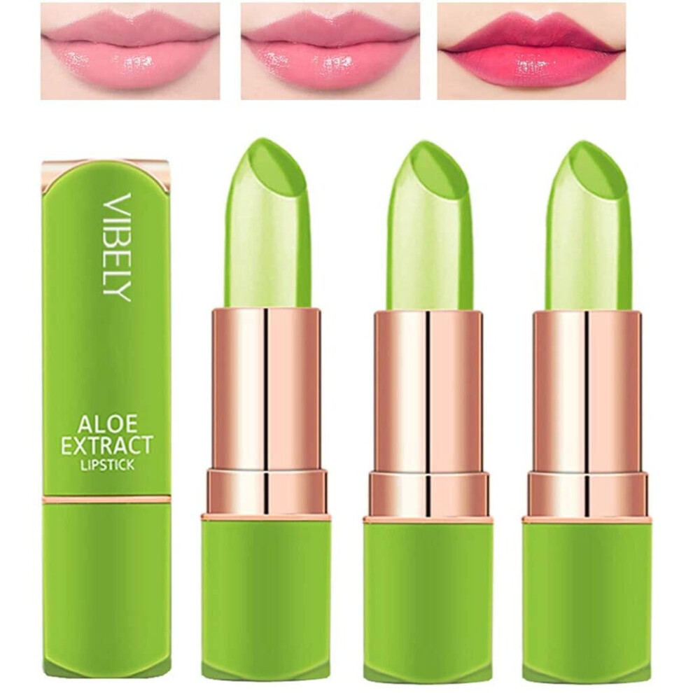 Magic Temperature Colour Changing Lip Balm Set, Dulele Organic Aloe Vera Moisturizing Long Lasting Jelly Crystal Lipsticks(3 Packs)